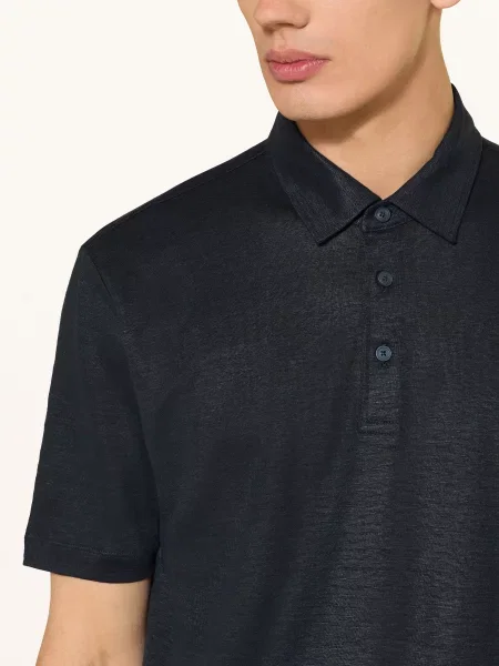 Boss Pletené Polo Tričko Parris Z Lnu tmavě modrá