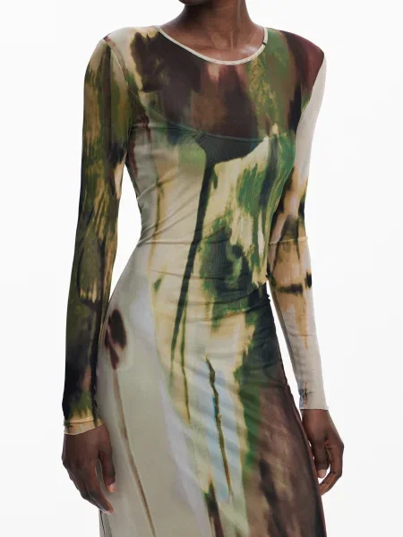 Dolgo obleka maxi obleka Desigual zelena