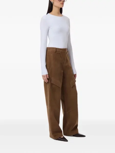 Pantaloni cargo Apparis din piele de căprioară maro