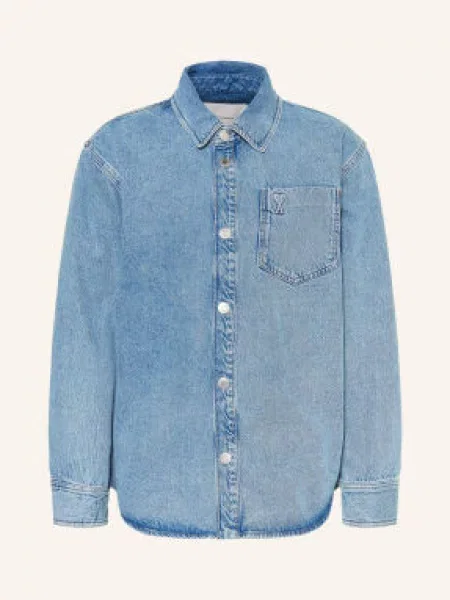 Ami Paris Džínová Košile Slim Fit tmavě modrá