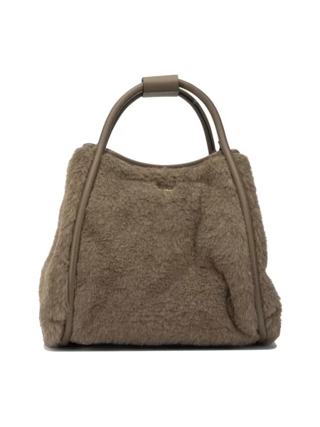 Mała torebka Max Mara wełniana teddy brązowa