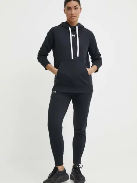Hanorac cu glugă Under Armour cu autograf negru