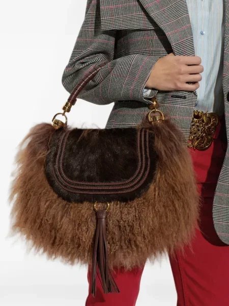 Fular Chloé din piele maro