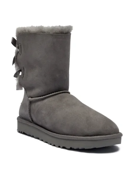 UGG Bőr hótaposó Bow II gyapjú hozzáadásával szürke