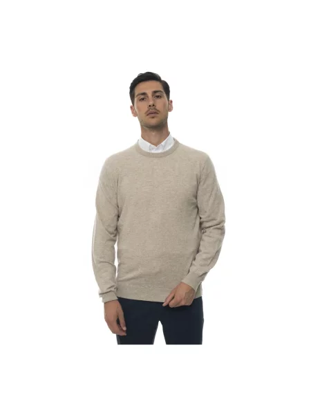 Sweter Kiton z okrągłym dekoltem beżowy