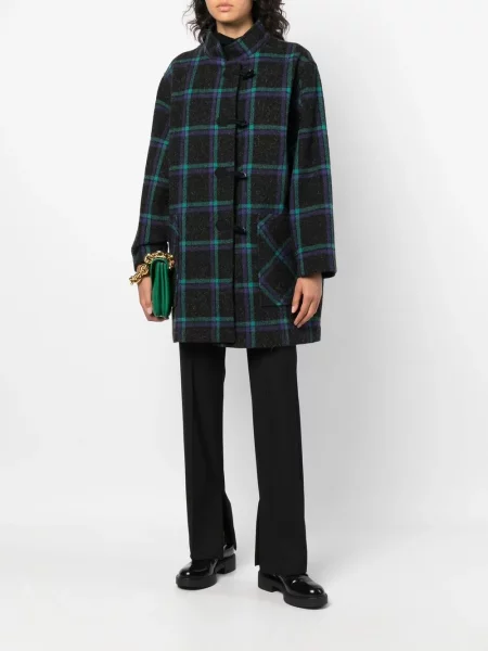 Kostkovaný retro duffle kabát A.n.g.e.l.o. Vintage Cult černý