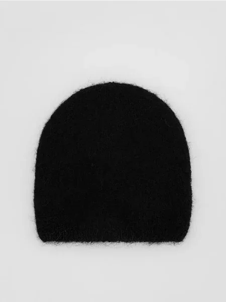 Reserved Шапка-біні з високим вмістом вовни альпаки чорний