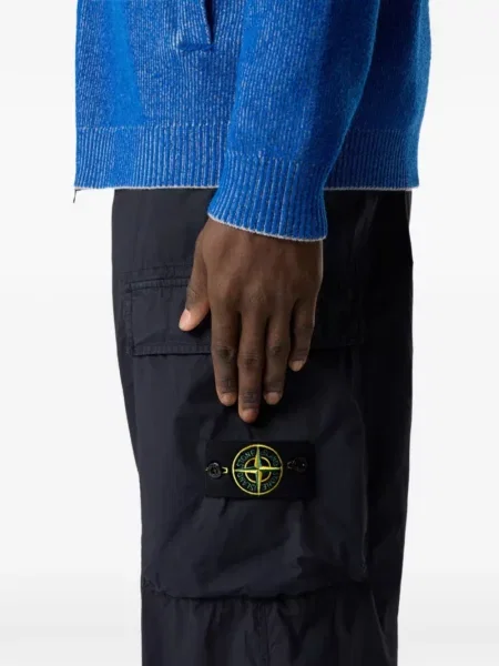 Pantaloni Stone Island cu strasuri albastru