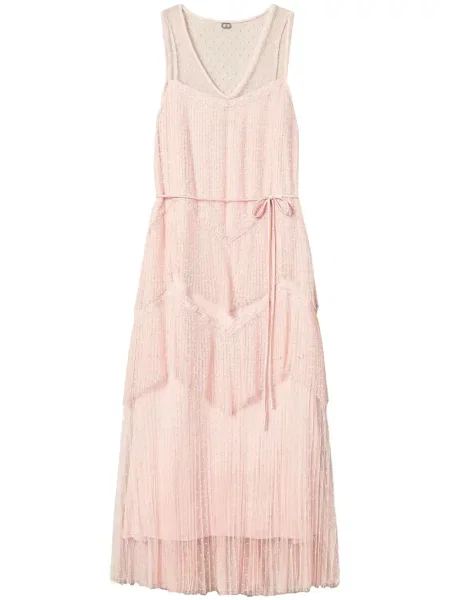 Rochie Twinset din tul plisată de costum roz