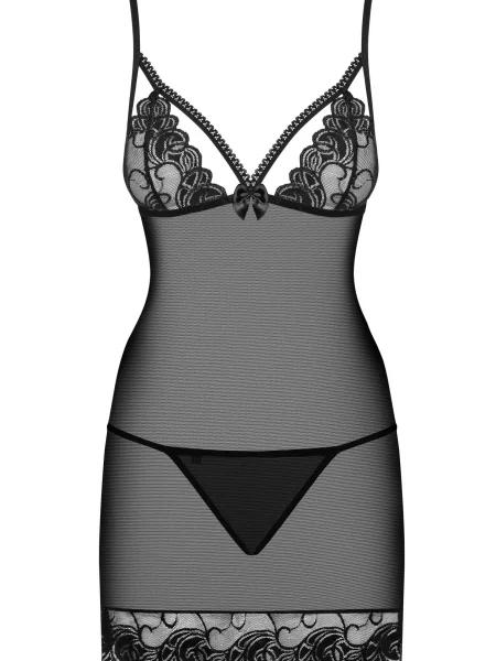 Комплект: пеньюар и трусики Комплект_Obsessive_Wonderia_chemise чорний