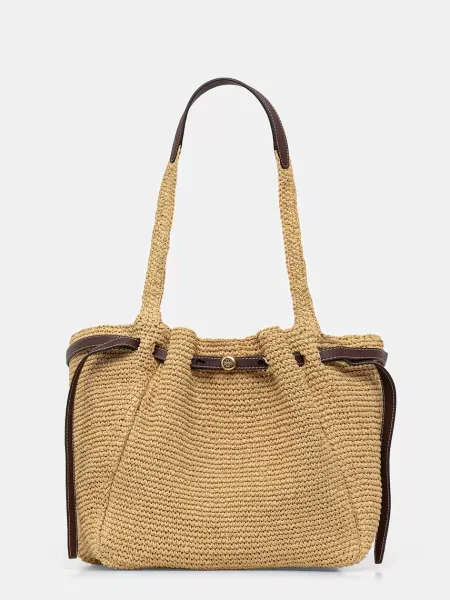 TORY BURCH Geantă shopper Romy cu adaos de piele bej
