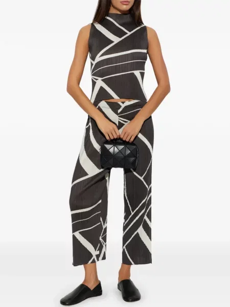 Панталон Pleats Please Issey Miyake с принт с абстрактен десен сиво
