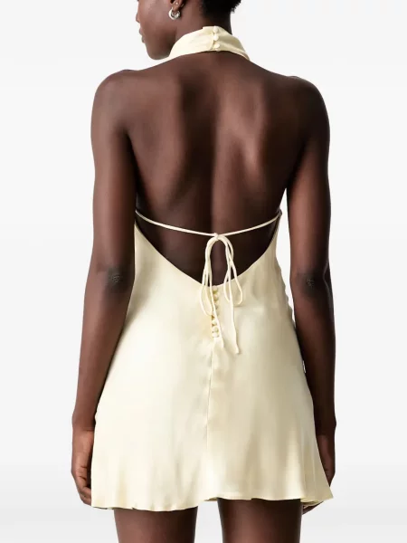 Rochie mini Bardot cu gât halter cu spatele deschis