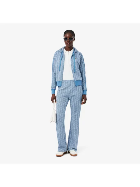 Lacoste Żakardowa Bluza Z Kapturem Z Monogramem niebieska