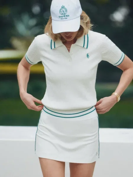 Πλεκτό polo Sporty & Rich λευκό
