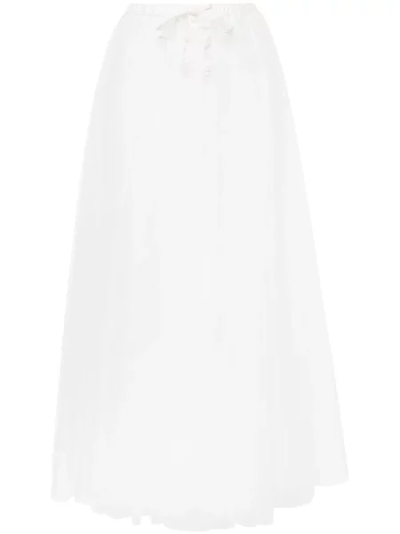 Fusta maxi Forte_forte transparente din tul alb