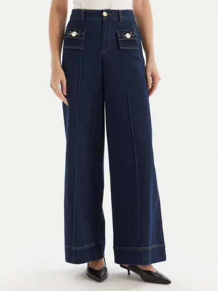 Fracomina Blugi Bleumarin Wide Leg albastru