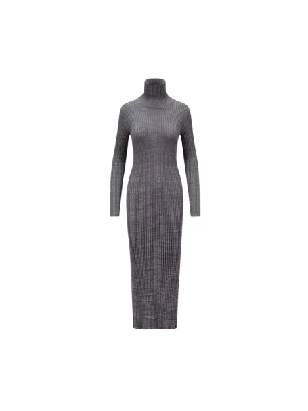 Lniana sukienka Moncler szara