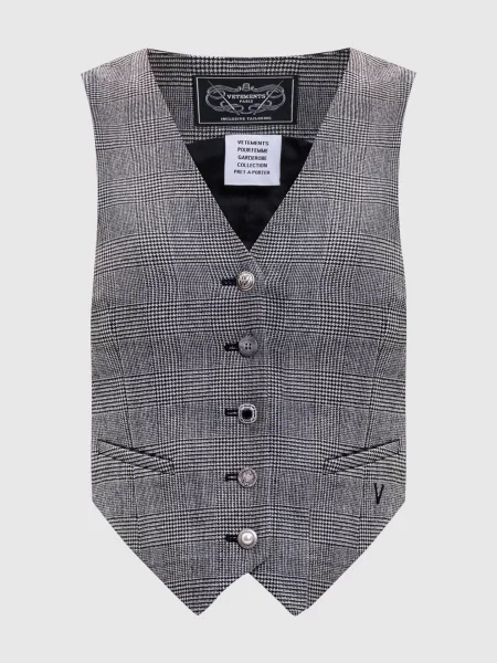 Жилет з вовни в клітинку Vetements сірий