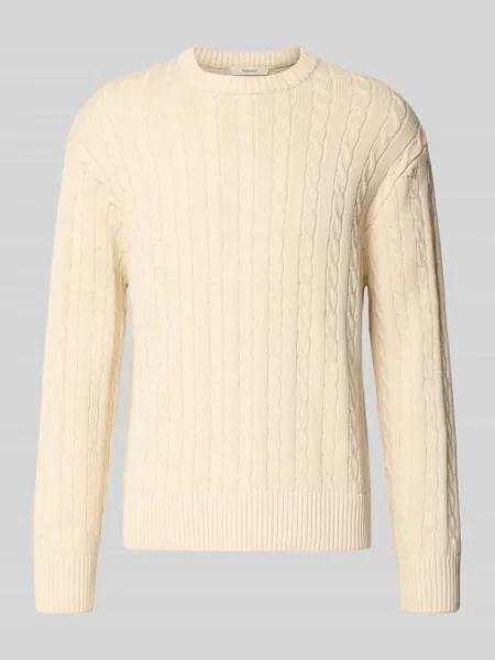 Sweter z dzianiną w warkocze Selected biały