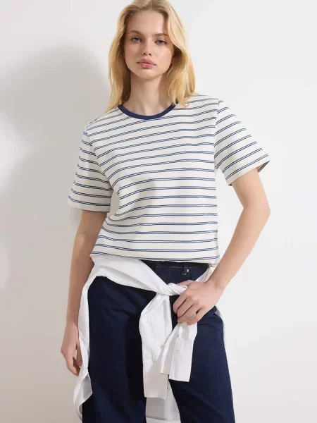 Trendyol Tricou bleumarin alb