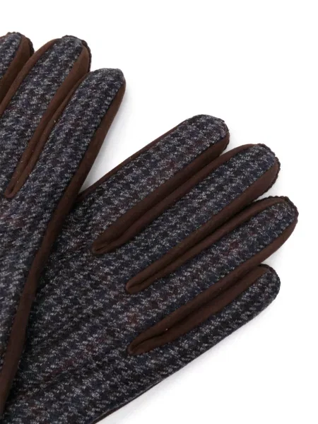 Zomšinės "houndstooth" rašto pirštines Canali ruda