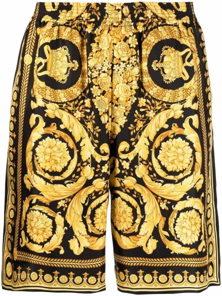 Pantaloni scurți Versace de mătase cu imagine negru