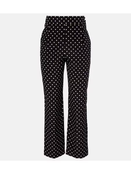 Pantaloni Valentino de mătase cu buline negru