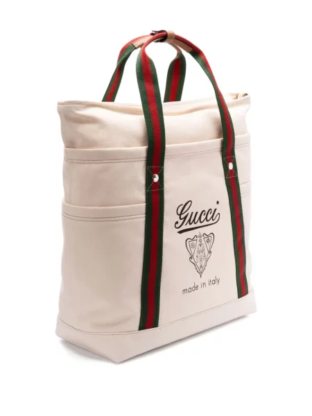 Torba Gucci z nadrukiem płócienna biała