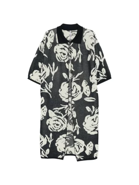 Gulerat palton Liviana Conti cu model floral negru