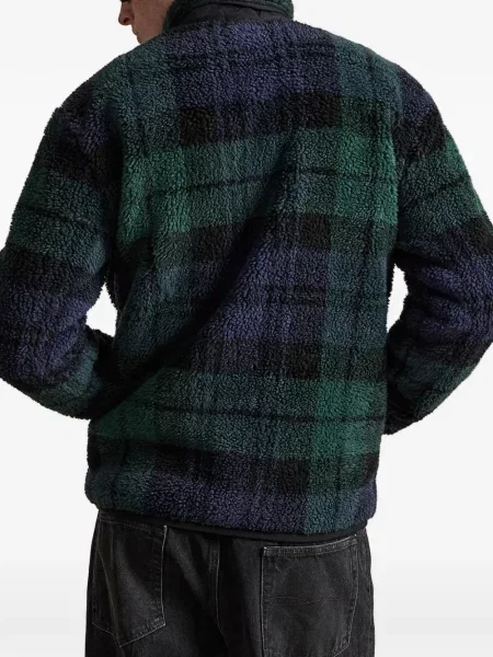 Pledas flanelinis kepurė su snapeliu Polo Ralph Lauren su petnešėlėmis aplink kaklą violetinė
