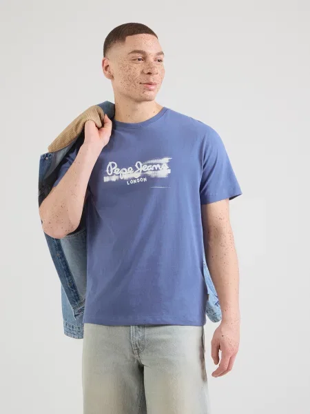 Pepe Jeans Tričko modrá denim biela