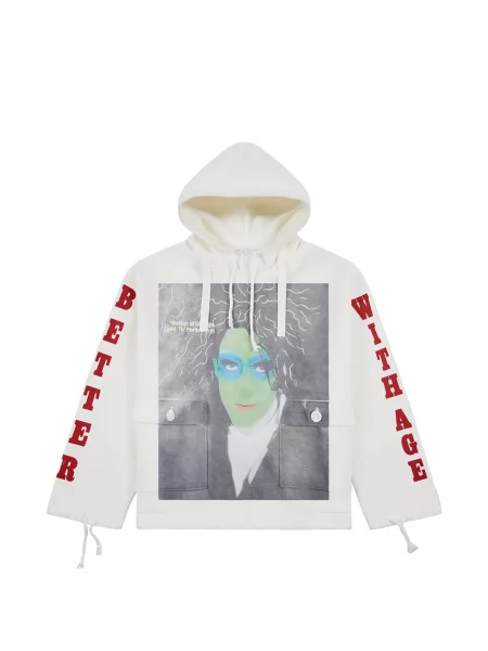 Grafički majica s kapuljačom Better With Age bijela