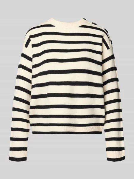 Sweter z dzianiny o kroju regular fit z mieszanki model ‘SABA’ Vero Moda biały