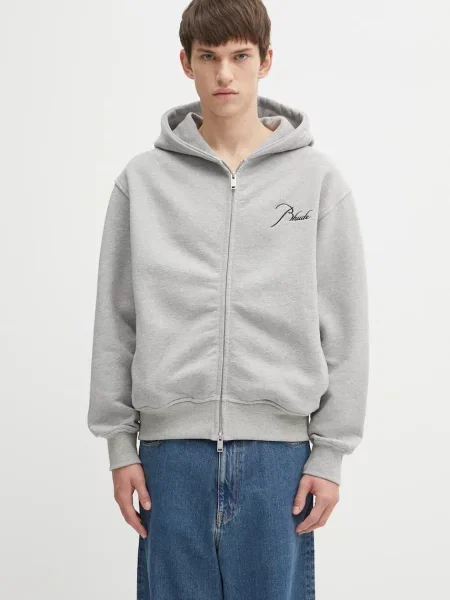 Dukserica RHUDE Classique side s kapuljačom bez uzorka siva