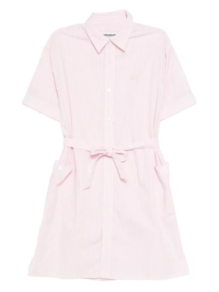 Rochie tip cămașă Chocoolate cu dungi de costum roz