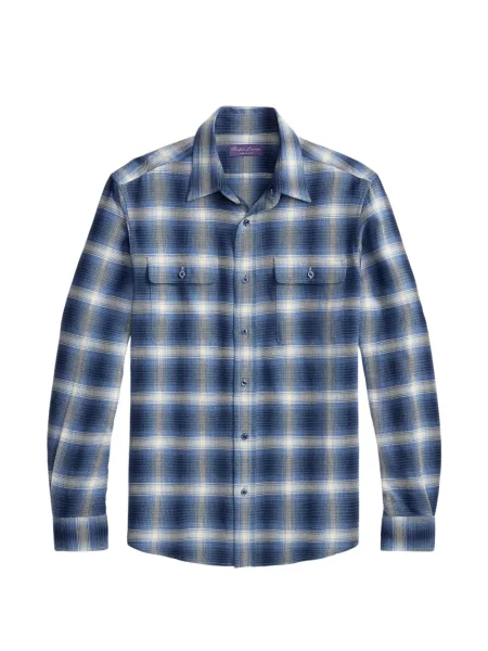 Cămașă Ralph Lauren Purple Label în carouri cu imagine albastru