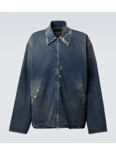 Obrabljene denim jakna Balenciaga modra
