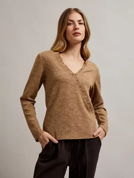 Bluză Moodo cu decolteu în V negru