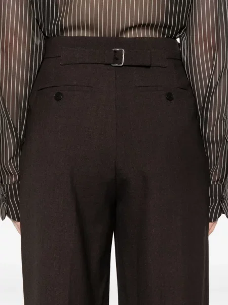 Pantaloni Low Classic plisate clasici maro