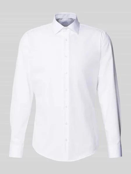 Koszula biznesowa krój slim fit z kołnierzykiem kent z czystej bawełny Seidensticker biała