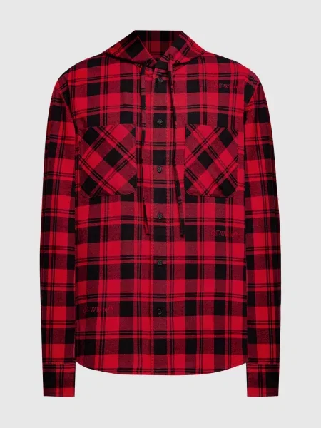 Сорочка в клітинку з капюшоном Off-white червона