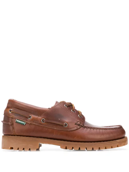 Pantofi Sebago cu șireturi din dantelă maro