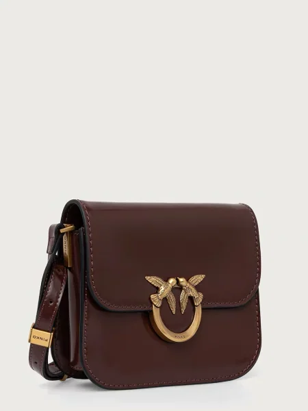 Pinko crossbody torbica usnjena rjava