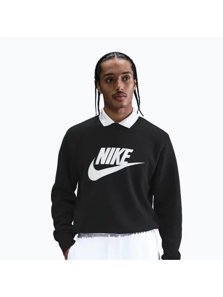 Мъжки суитшърт Nike Sportswear Club Graphic Fleece Crew black/white бяло