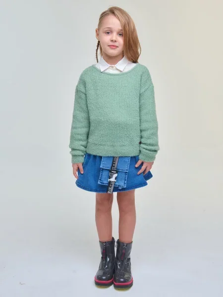 Дитячий Світшот YUMSTER м'ятний вовна/віскоза