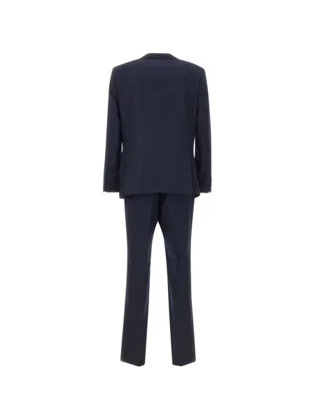 Costum Boss din satin cu rever albastru