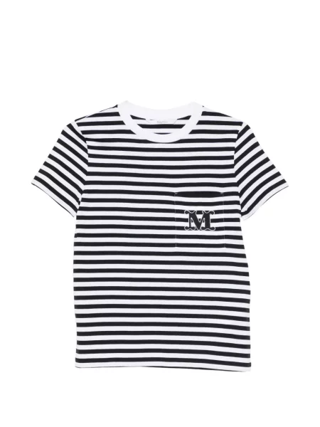 Tricou Max Mara cu dungi cu buzunare aplicate alb