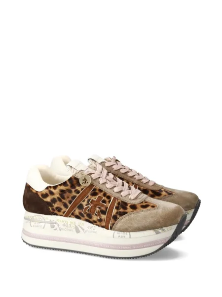 Sneakerși Premiata cu platformă cu imagine cu model leopard maro