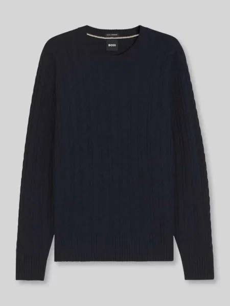 Sweter o kroju regular fit z domieszką bawełny model Furlan' Boss granatowy